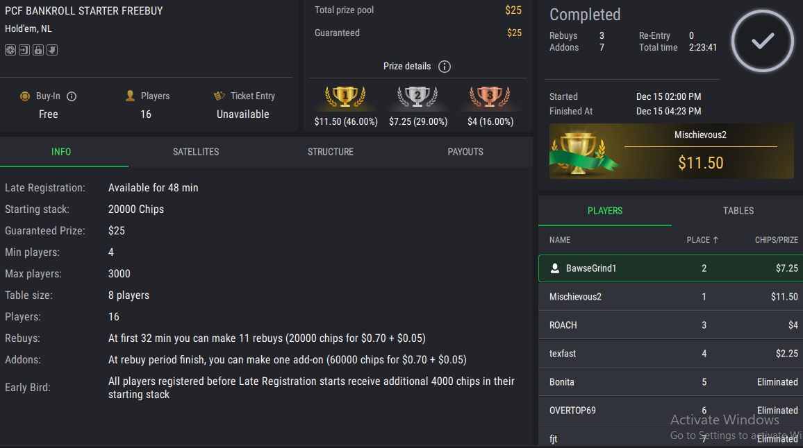 PCF Bankroll Starter Freebuy on StockPoker - December 15, 2025