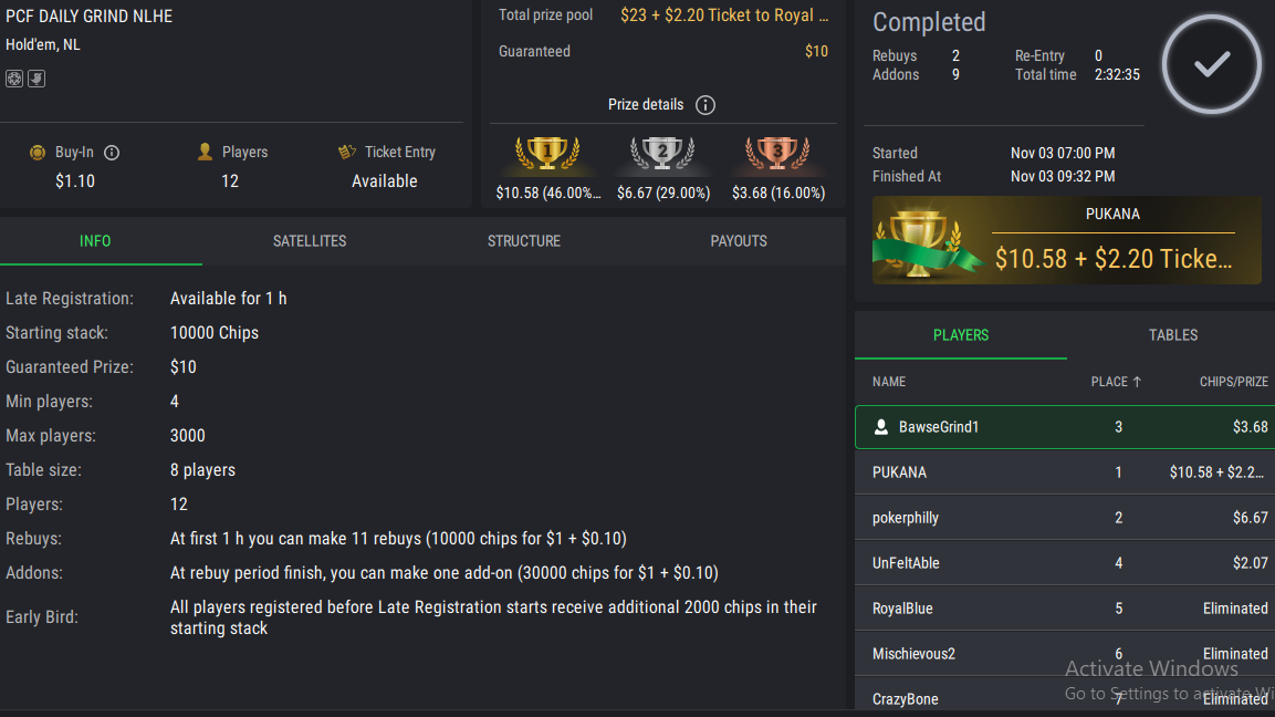 PCF Daily Grind NLHE on StockPoker - November 03, 2025