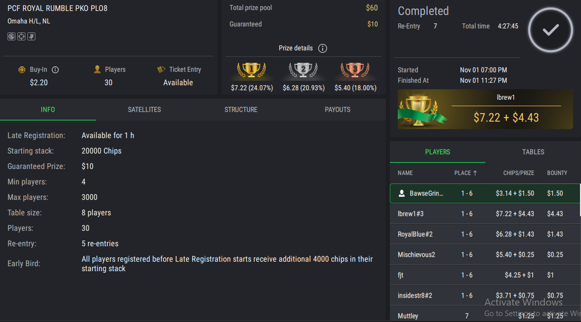 PCF Royal Numble NLO8 PKO - November, 01 2025