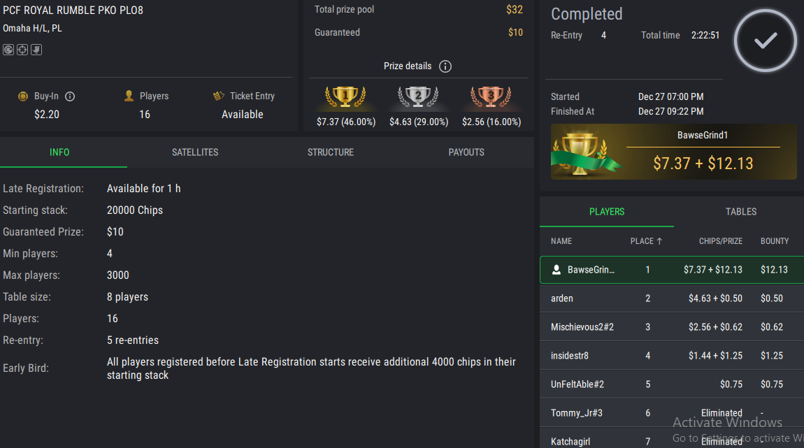 PCF Royal Rumble PL08 PKO on StockPoker - December 27, 2025